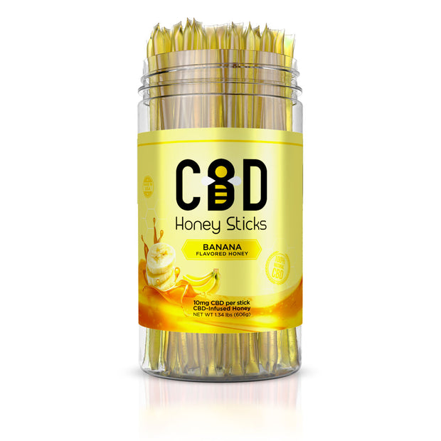 CBD Infused Honey Sticks - Banana Flavored - 1000mg (100 Pack)