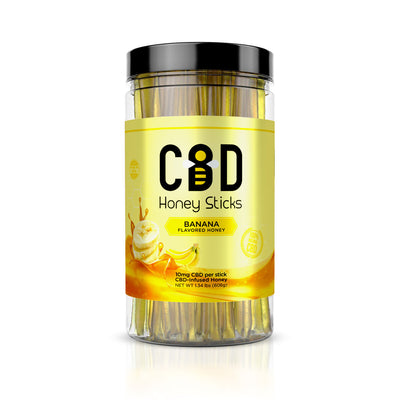 CBD Infused Honey Sticks - Banana Flavored - 1000mg (100 Pack)