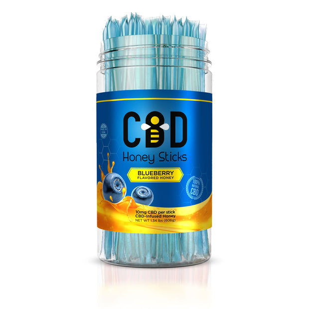 CBD Infused Honey Sticks - Blueberry Flavor - 1000mg (100 Pack)