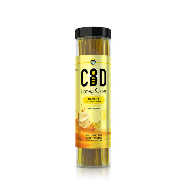 CBD Infused Honey Sticks - Banana Flavored - 250mg (25 Pack)