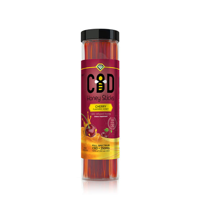 CBD Infused Honey Sticks - Cherry Flavored - 250mg (25 Pack)