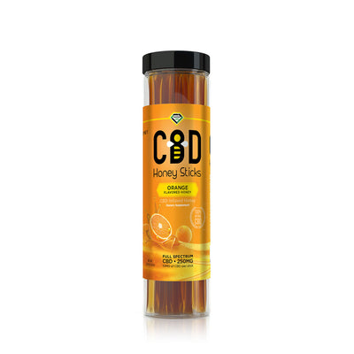 CBD Infused Honey Sticks - Orange Flavored - 250mg (25 Pack)