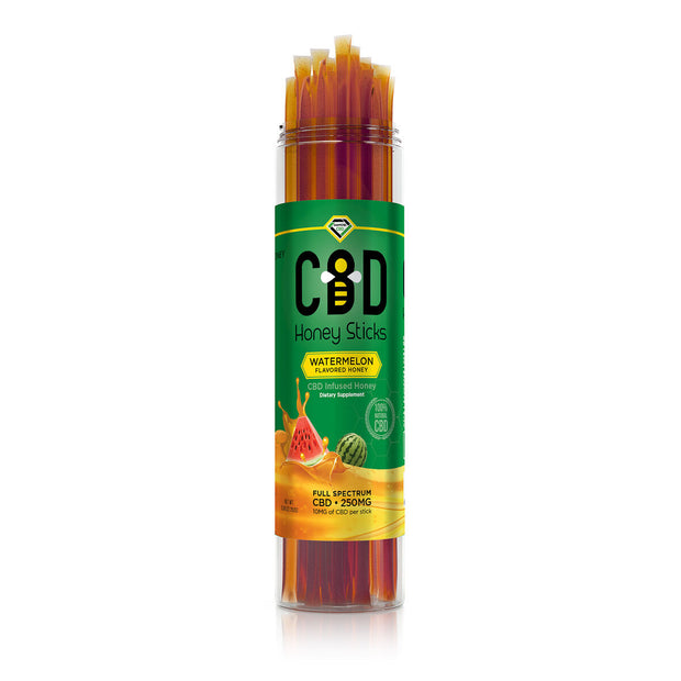 CBD Infused Honey Sticks - Watermelon Flavored - 250mg (25 Pack)