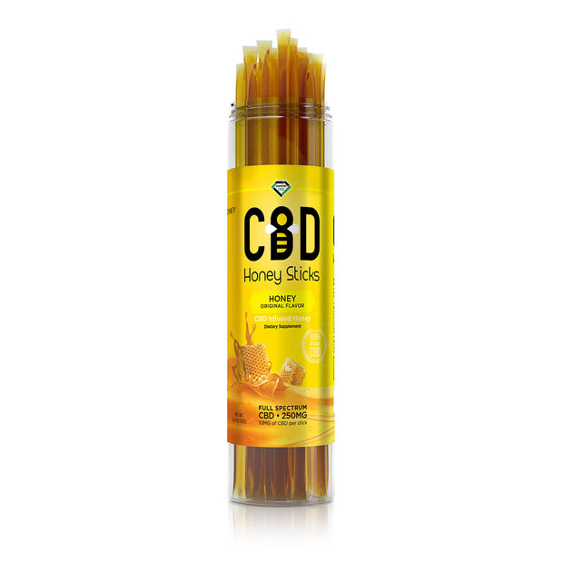 CBD Infused Honey Sticks - Sour Grape Flavored - 250mg (25 Pack)