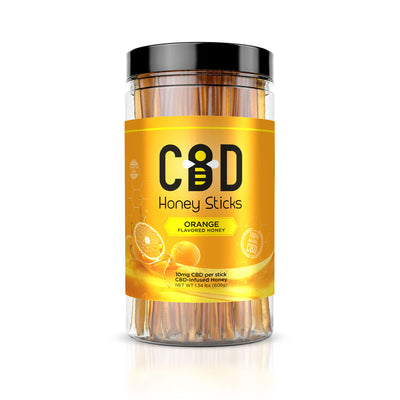 CBD Infused Honey Sticks - Orange Flavor - 1000mg (100 Pack)