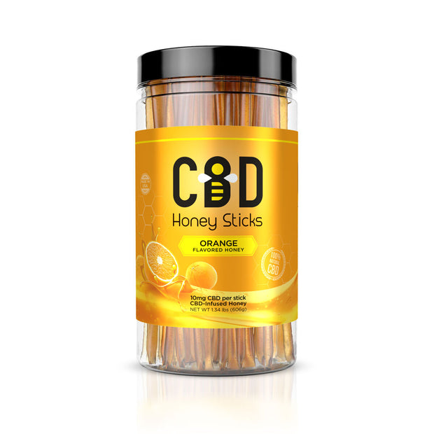 CBD Infused Honey Sticks - Orange Flavor - 1000mg (100 Pack)