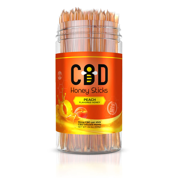 CBD Infused Honey Sticks - Peach Flavor - 1000mg (100 Pack)