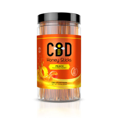 CBD Infused Honey Sticks - Peach Flavor - 1000mg (100 Pack)