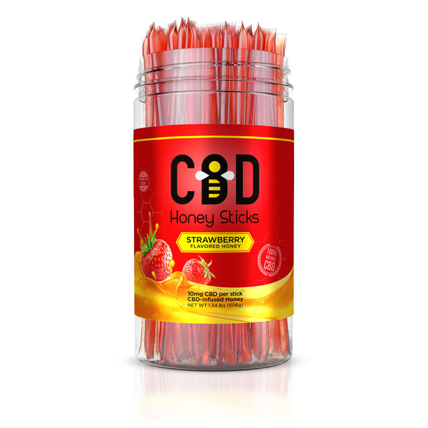 CBD Infused Honey Stick - Strawberry Flavor (100 Pack)