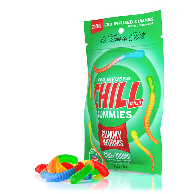 Chill Plus Gummies - CBD Infused Gummy Worms - 200mg (12 pack)